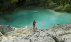 der ausgewaschene Teich beim Wasserfall Zelenscak